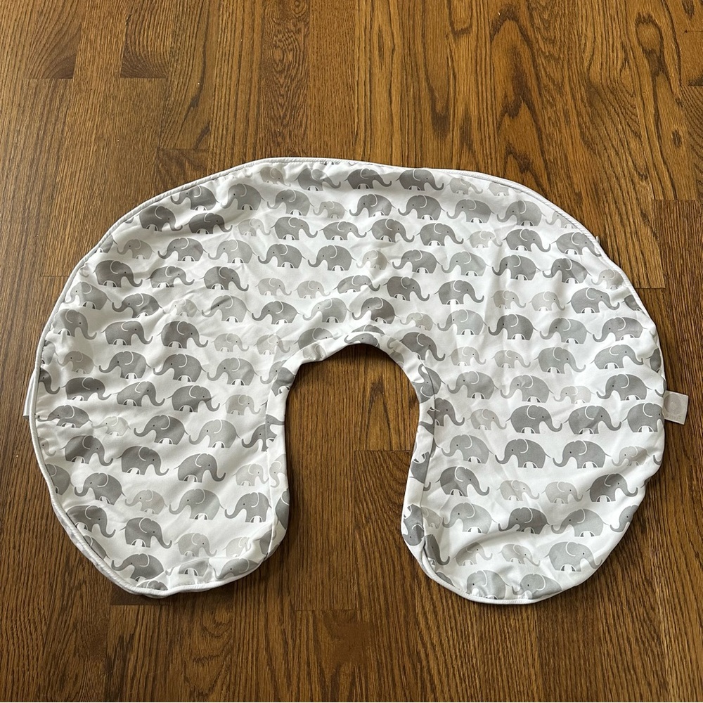 Boppy Premium Nursing Pillow Cover in Gray Elephant Plaid